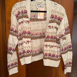 Vintage Floral Knit Cardigan Sweater